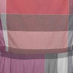 Pre Owned Burberry Brit Pink Nova Check Cotton Button Front Shirt Dress L