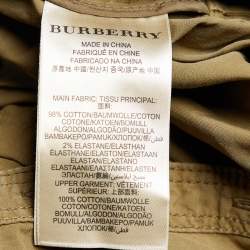 Pre Owned Burberry Brit Olive Green Stretch Cotton Belted Button Front Dress S