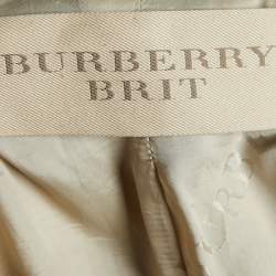 Burberry Brit Beige Giant Check Wool Plumton Pea Coat M