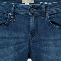 Pre Owned Burberry Brit Blue Denim Westbourne Skinny Ankle Jeans S Waist 28"