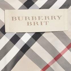 Burberry Brit Navy Blue Synthetic Balmoral Hooded Trench Coat L