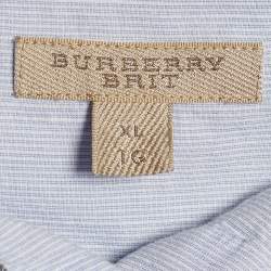 Pre Owned Burberry Brit Blue Striped Cotton Dolman Sleeve Shirt XL