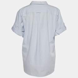 Pre Owned Burberry Brit Blue Striped Cotton Dolman Sleeve Shirt XL