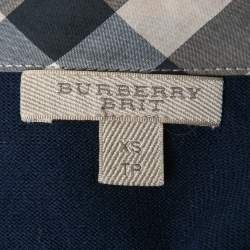 Pre Owned Burberry Brit Navy Blue Wool Knit Button Front Cardigan XS