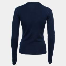 Pre Owned Burberry Brit Navy Blue Wool Knit Button Front Cardigan XS