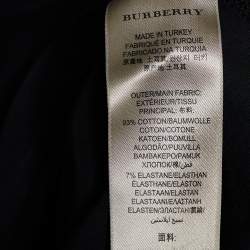 Pre Owned Burberry Brit Black Cotton Knit Nova Check Detail Roundneck T-Shirt L