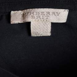 Pre Owned Burberry Brit Black Cotton Knit Nova Check Detail Roundneck T-Shirt L