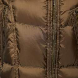Pre Owned Burberry Brit Brown Quilted Faux Shearling Collar Cropped Jacket L