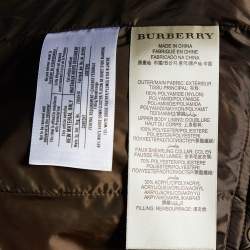 Pre Owned Burberry Brit Brown Quilted Faux Shearling Collar Cropped Jacket L