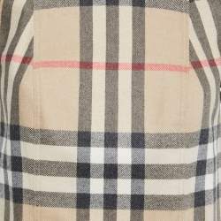 Pre Owned Burberry Brit Beige Nova Check Wool Fleece Midi Dress S