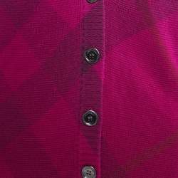 Burberry Brit Purple Checked Wool & Cashmere Cardigan M