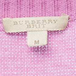 Burberry Brit Purple Checked Wool & Cashmere Cardigan M