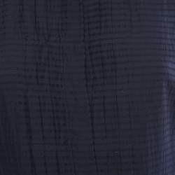 Pre Owned Burberry Brit Navy Blue Striped Wool & Silk Pleated Midi Dress S