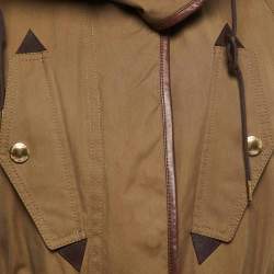 Pre Owned Burberry Brit Olive Green Studded Zip-Up Jacket XS