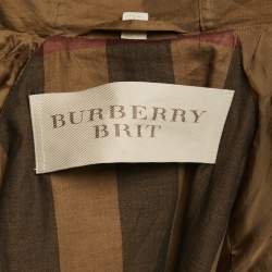 Pre Owned Burberry Brit Olive Green Studded Zip-Up Jacket XS