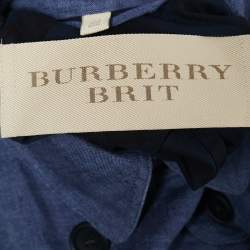 Pre Owned Burberry Brit Blue Linen Short Trench Coat M