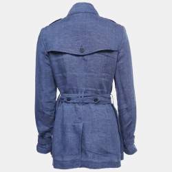 Pre Owned Burberry Brit Blue Linen Short Trench Coat M