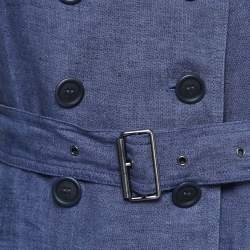 Pre Owned Burberry Brit Blue Linen Short Trench Coat M