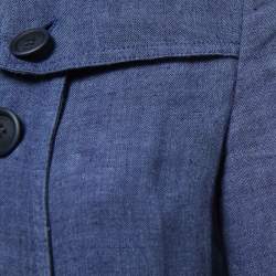 Pre Owned Burberry Brit Blue Linen Short Trench Coat M