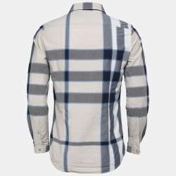 Burberry Brit Grey & Blue Checked Cotton Button Front Shirt M