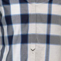Burberry Brit Grey & Blue Checked Cotton Button Front Shirt M