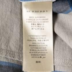 Burberry Brit Grey & Blue Checked Cotton Button Front Shirt M