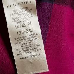 Pre Owned Burberry Brit Magenta Checkered Cotton Button Front Shirt L