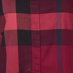 Pre Owned Burberry Brit Magenta Checkered Cotton Button Front Shirt L