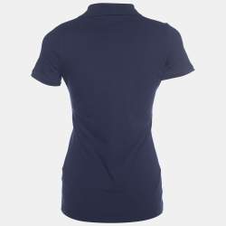 Pre Owned Burberry Brit Navy Blue Cotton Knit Polo T-Shirt S