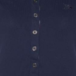 Pre Owned Burberry Brit Navy Blue Cotton Knit Polo T-Shirt S