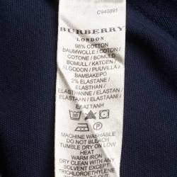 Pre Owned Burberry Brit Navy Blue Cotton Knit Polo T-Shirt S