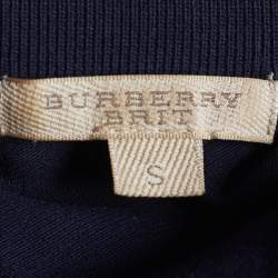 Pre Owned Burberry Brit Navy Blue Cotton Knit Polo T-Shirt S