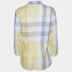 مملوكة مسبقًا Burberry Brit Yellow Nova Check Cotton placket Detail Shirt L