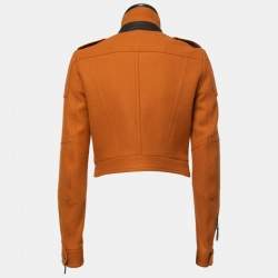 Burberry Brit Amber Orange Wool Biker Jacket S