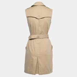 Pre Owned Burberry Brit Beige Gabardine Sleeveless Belted Trench Coat S