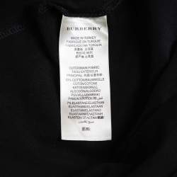 مملوكة مسبقًا Burberry Brit Black Stretch Cotton Nova Check Trim Round Neck T-Shirt M