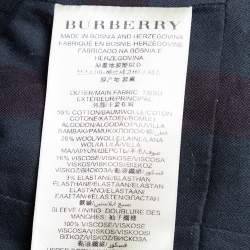 Pre Owned Burberry Brit Black Textured Cotton Leather Trim Biker Jacket M