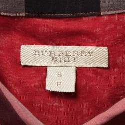 Pre Owned Burberry Brit Red Checked Cotton Button Front Shirt S