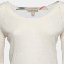 Pre Owned Burberry Brit Off White Cashmere and Cotton Sweater S