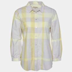 مملوكة مسبقًا Burberry Brit Yellow Checkered Cotton Button Front Shirt M