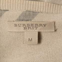 Pre Owned Burberry Brit Beige Cotton & Cashmere Buttoned Cardigan M
