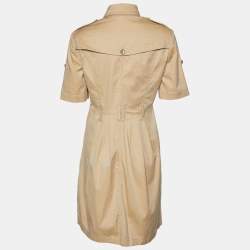 Pre Owned Burberry Brit Beige Cotton Knit Double Breasted Mini Dress M