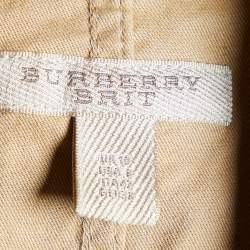 Pre Owned Burberry Brit Beige Cotton Knit Double Breasted Mini Dress M