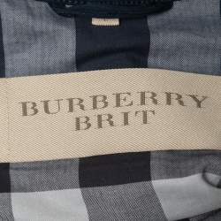 Pre Owned Burberry Brit Navy Blue Double-Breasted Belted Trenchcoat L