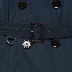 Pre Owned Burberry Brit Navy Blue Double-Breasted Belted Trenchcoat L