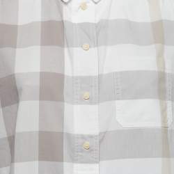 مملوكة مسبقًا Burberry Brit White/Beige Exploded Check Print Cotton Half Sleeve Shirt S 