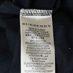 مملوكة مسبقًا تي شيرت بولو بربري بريت قطن بيكيه أسود كاروهات نوفا مقاس كبير - لارج