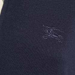 Pre Owned Burberry Brit Navy Blue Cotton Pique T-Shirt L