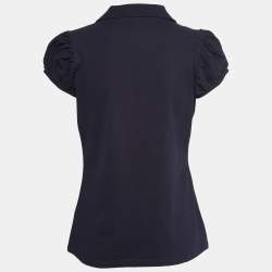 Pre Owned Burberry Brit Navy Blue Cotton Pique T-Shirt L