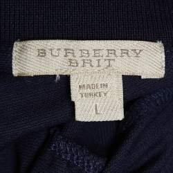 Pre Owned Burberry Brit Navy Blue Cotton Pique T-Shirt L